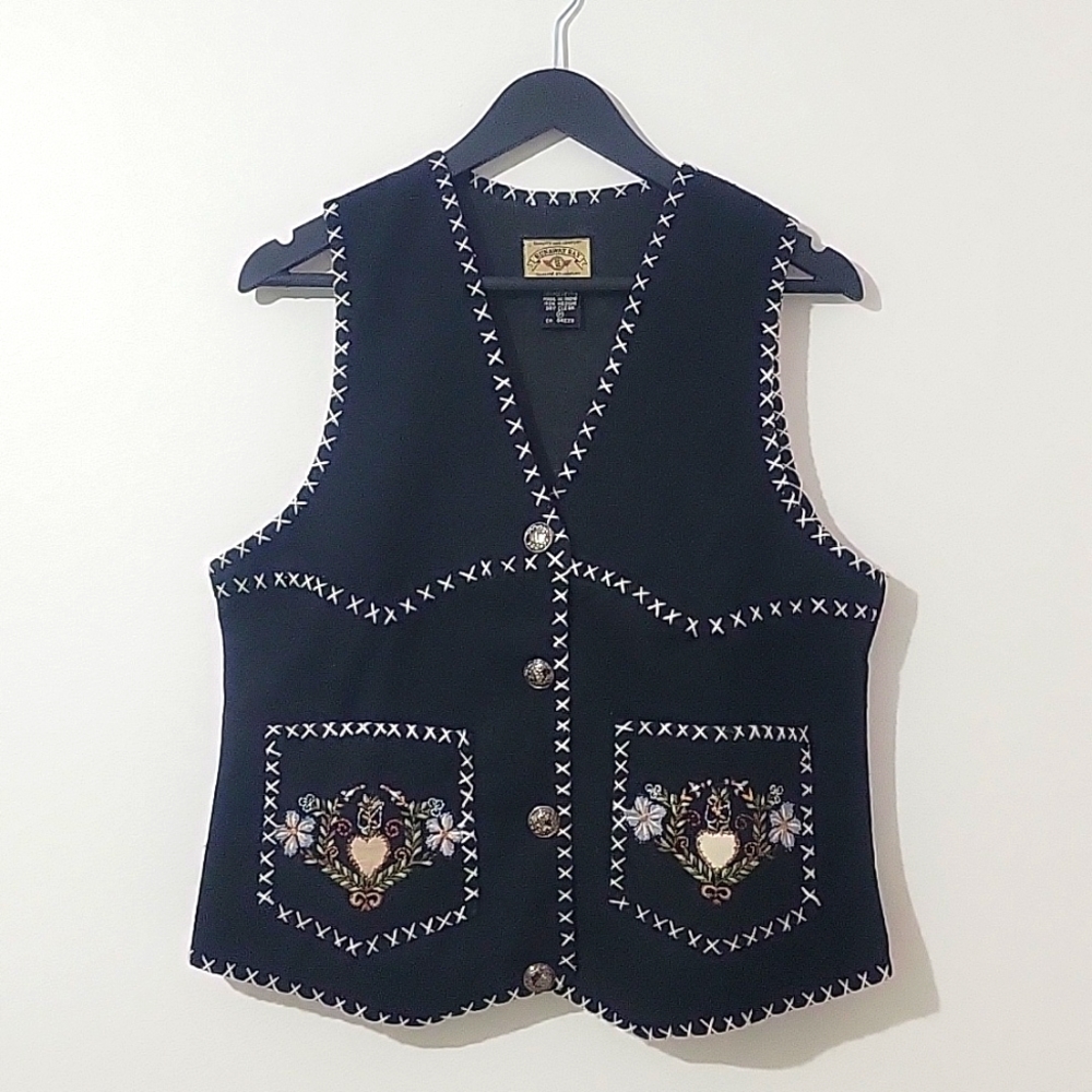 VINTAGE WOMEN'S  RUNAWAY WEARABLE ART EMBROIDERED VEST 80% WOOL
